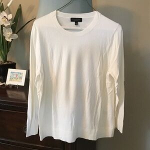 Banana Republic-Women’s Ivory Crew Neck, Long Sleeve Sweater